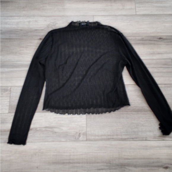 Sheer Pleated Boat Neck Top – Plus Size 0X, Elegant Long Sleeve Blouse - Picture 9 of 10